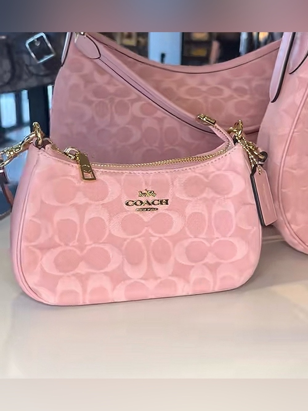 Coach Teri Mini Crossbody Bag In Signature Pink Denim